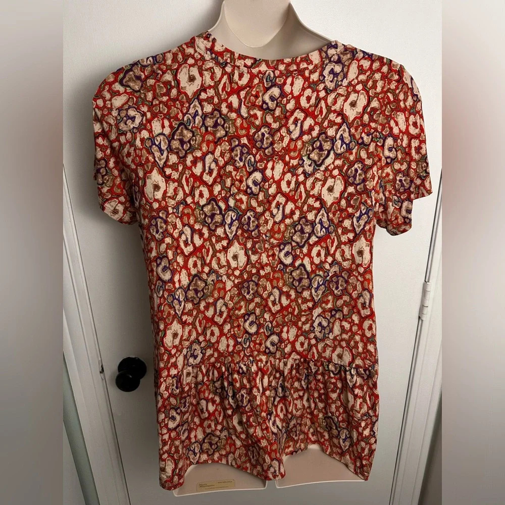 LOGO by Lori Goldstein Animal Print super soft ruffle top size L #1477 - Picture 5 of 10